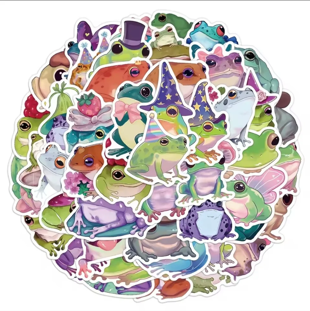 Colorful Frog Sticker Pack for Small Pets